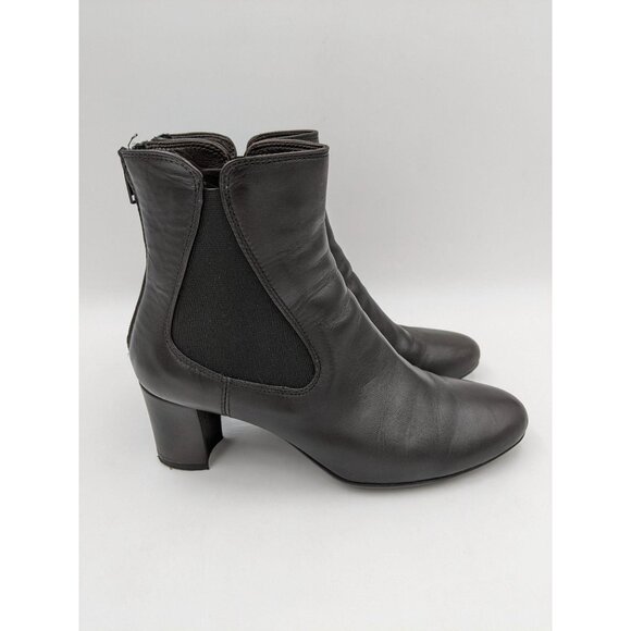 AGL women's black leather block heel zip ankle booties‎ 38 - Picture 5 of 14